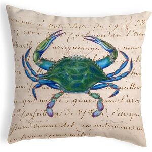 Decorative Pillow with Blue Crab Design from Wayfair